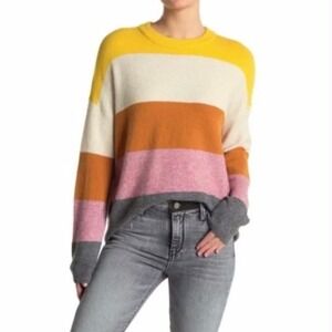 Madewell Crofton Oversized Striped Pullover Coziest Yarn Wool Alpaca Sweater - S